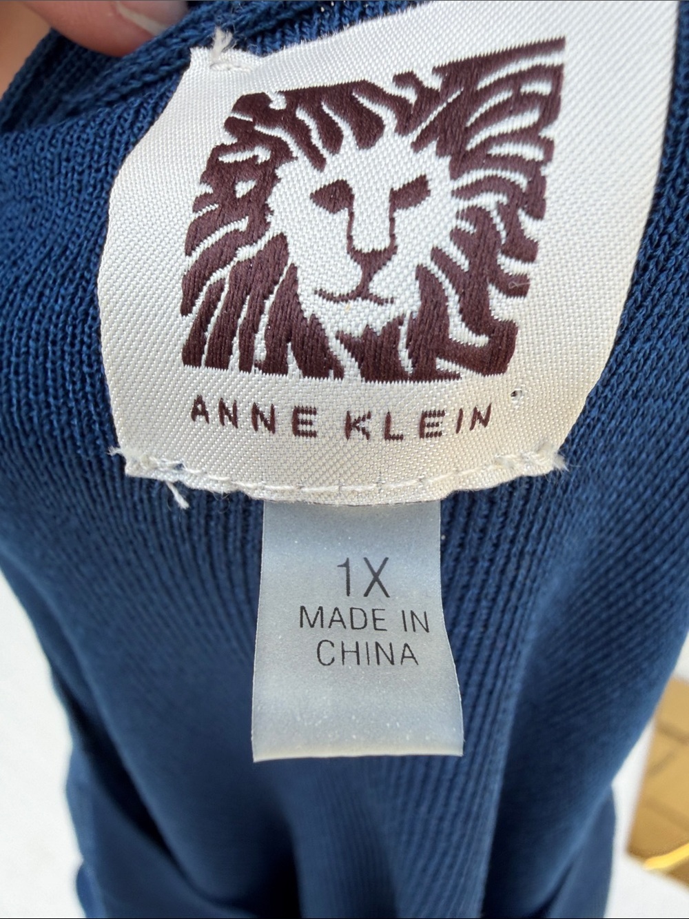 Anne Klein Navy Ribbed Knit Top - Picture 3 of 4